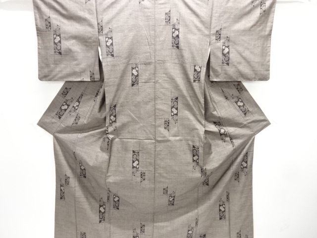 JAPANESE KIMONO / SILK / DORO OSHIMA TSUMUGI / WOVEN TANZAKU & KIKU